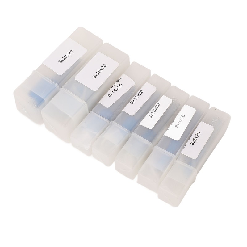 7 Pcs Straight Router Bit 8mm Shank Double Flute Wood