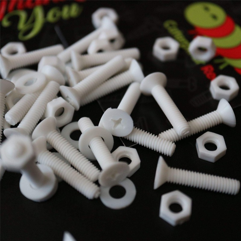 20 x Cross Head Countersunk Screw White Plastic Polypropylene (PP)