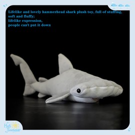 Simulation Hammerhead Shark Plush Toys, Hammerhead Shark Stuffed Animals Cute and Soft Realistic Ocean Animal Plush Kids Birthday Gift Family Decorations