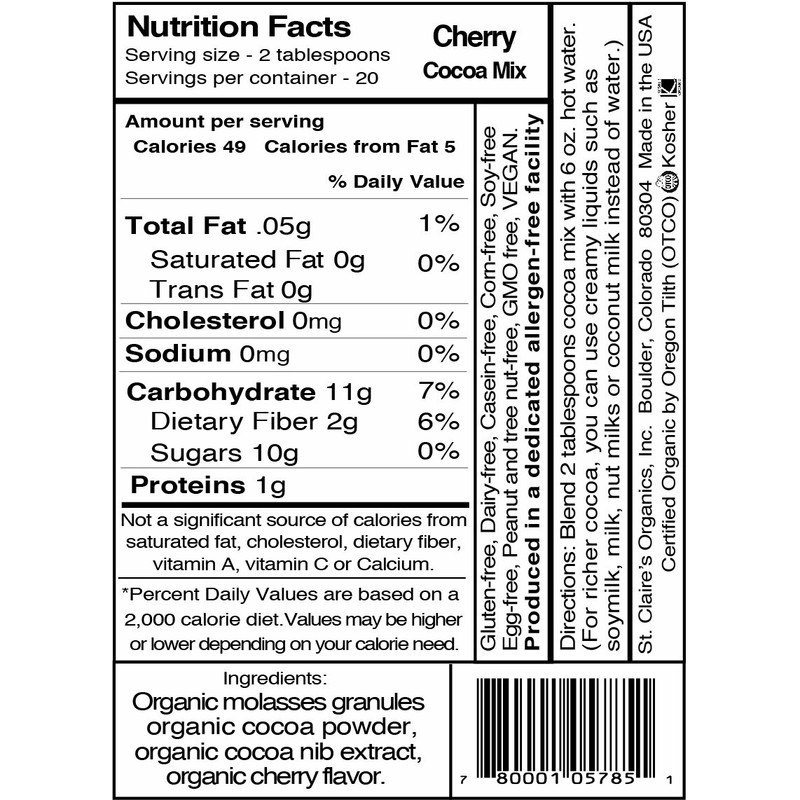 St. Claire's Organic Hot Cocoa, Cherry, 12 Ounce bag (20