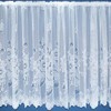 White Floral Contemporary Window Lace Net Curtain With Scalloped Bottom.