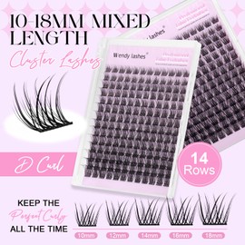 WENDY Natural Lash Clusters D Curl Wispy Eyelash Clusters Ultra Thin Eyelash Roots Individual Lashes DIY Soft Comfortable Lash Extension(YM15-D-10-18MM）
