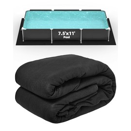 Poolergetic 7.5 x 11 Foot Rectangle Pool Liner Pad for Above Ground Pools, Under Pool Mat Prevents Puncture, Weed Barrier, Extend Liner Life, Black
