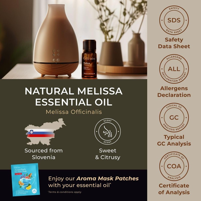 Gya Labs Melissa Essential Oil for Diffuser & Tea Tree