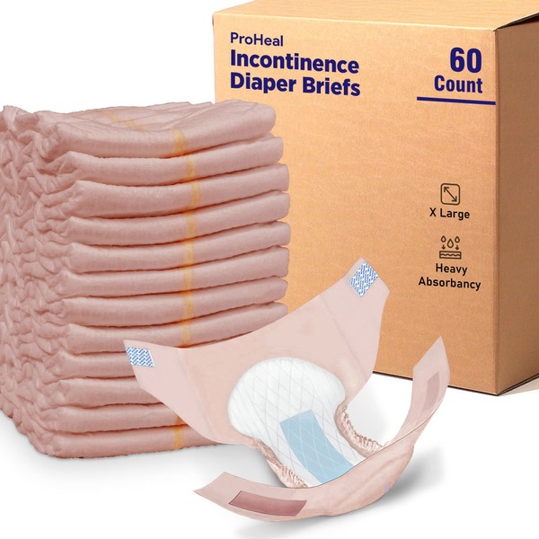Adult Diapers Incontinence Briefs X Large, 60 Pack Case -