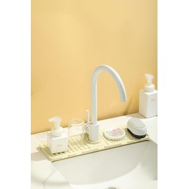 UUbik Sink Faucet Absorbing Mat,Kitchen Sink Splash Guard Longer Silicone Sink Faucet Mat,Silicone Sink Faucet Mat for Dish Soap Sponge Holder for Bathroom (Green,17.5x5.5 Inch)