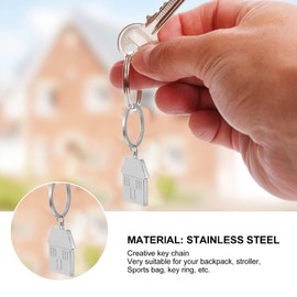 Pack of 2 Metal Key Rings with House, Silver Small Key Rings Lovers Key Ring Housewarming Gift for Friends Family Practical Key Holder for Homeowners and Owners, silver