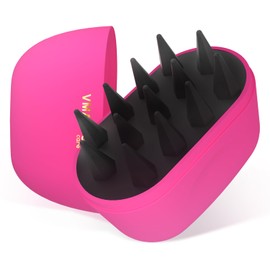 Massage Shampoo Bürste für Kopfhaut, mit weichen Silikonborsten, stimuliert das Haarwachstum und beseitigt Schuppen (Rosenrot)