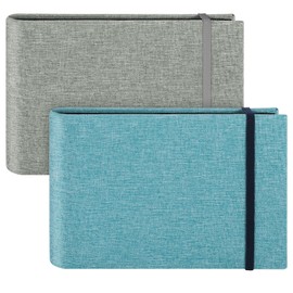 2 Pack Small Photo Albums, 6x4 Slip In Photo Albums 200 Photos Mini Flip Photo Book Album Portable Linen Cover Memory Book with Linen Cover for Baby Wedding Holiday Family Birthday Travel(Silver,Blue)