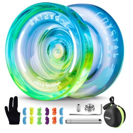MAGICYOYO Responsive Yoyo for Kids Beginners, Dual Purpose Yo Yo K2 Unresponsive Yo-yo for Finger Spin Tricks Intermediate Play+12 Yoyo Strings+Bearing Tool +Storage Case(Blue Yellow)