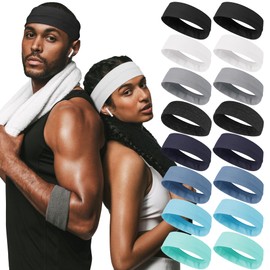 16Pcs Headbands for Women Hair Bands for Women's Non Slip Stylish Sports Hair Soft Cotton Cloth Stretchy Headbands for Women for Yoga Outdoor Exercise Running