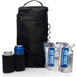 Generic Black 16 Ounce Insulated Cooler Bag with Shoulder Strap, 6 Can Capacity