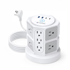 TROND Tower Surge Protector Power Strip with 14 Widely Spaced Outlets, 4 USB Ports(2 USB C), 2100J Surge Protection, 6 Feet Extension Cord with Multiple Outlets, Office Desk Supplies, Dorm Essentials