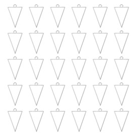 PATIKIL 30pcs Open Bezels, Resin Bezels Pendants Mold Open Back Bezels Geometric Pressed Charm Bulk Alloy Hollow Frame for Resin Jewelry Making Earrings Necklace, Triangle, Silver Tone