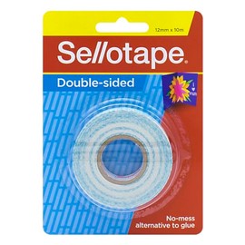 Sellotape Double-Sided Tape, 12mm x 10m, Blister Card, Surface-Safe, Strong Adhesion, Removable Backing, Acid-Free, Ideal for Mounting, Crafts, and Photos