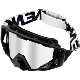 NENKI Dirt Bike Goggles with Nose Cover Motocross Goggles MX Goggles ATV Off Road Goggles for Unisex Adult (Black Frame & Silver Lens)