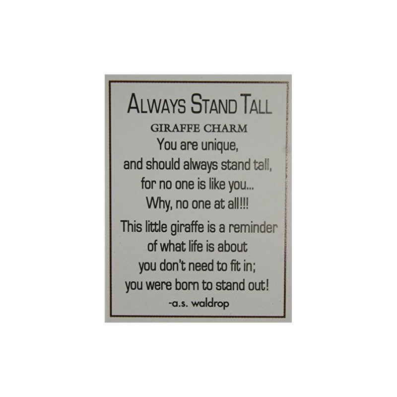 Always Stand Tall Giraffe Charm with Story Card New