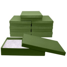 Novel Box 8 Pack Green Jewelry Gift Box 7x5x1.25in with Cotton Filled | Cardboard Jewelry Box | Gift Boxes with Lids Made in USA | Boxes for Bracelet Necklace Ring Earrings