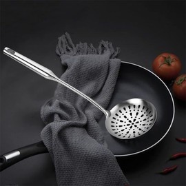 TBWHL Skimmer Slotted Spoon, Heavy Duty 304 Stainless Steel Slotted Spoon with Vacuum Ergonomic Handle, Comfortable Grip Design Strainer Ladle for Kitchen, 14.96 Inches