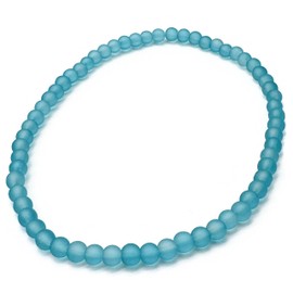 Sea Green Anklet, 4mm Frosted Glass Beads on Elastic : Size Small/Medium 9.5 inches, Casual Summer Boho Beach Jewellery, Handmade Teal Green Anklet for Women