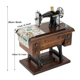 MS. WENNY Sewing Machine Music Box Gift, Vintage Musical Box, Wooden Wind Up Music Mechanical for Mother's Day Birthday for Wife Girlfriend Grandma Mom Friend, Plays You Are My Sunshine Tune