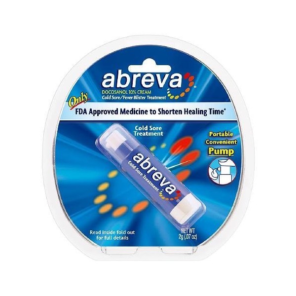 Abreva Cold Sore/Fever Blister Treatment, Pump 0.07 oz (2 g) by Abreva
