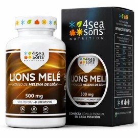 4 Seasons Nutrition | LIONS-MELÉ | Hongo Melena De León | 500 mg | Suplemento Alimenticio | Fórmula Avanzada | Sin Conservadores | Vegano, Sin Gluten, Sin Azúcar, Sin Soya | 120 Cápsulas