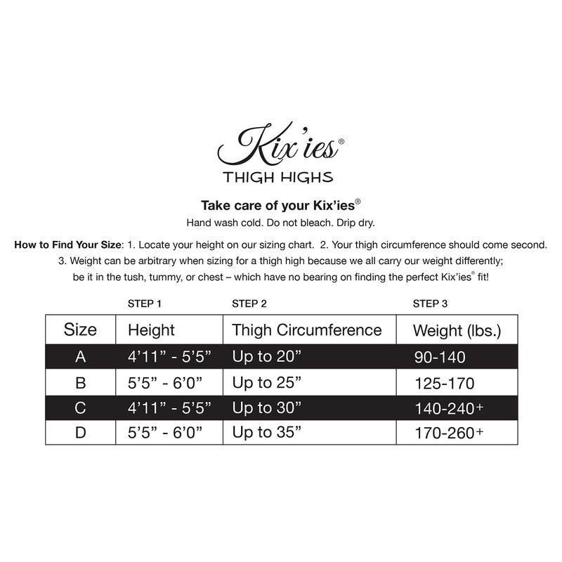 Kix'Ies Thigh Highs Elle Thigh Highs Black Size D