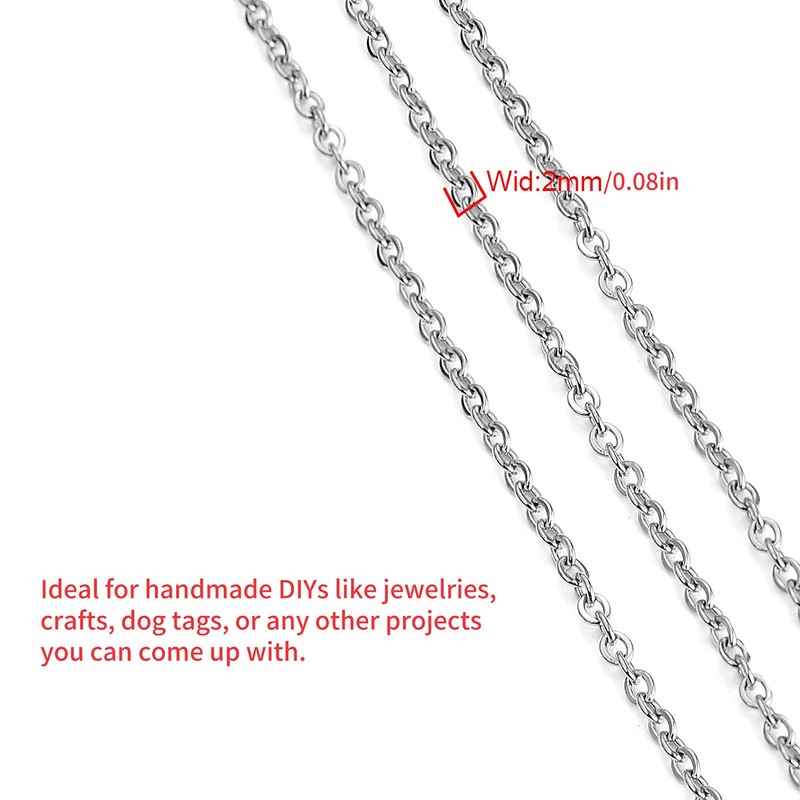 LEMLIT Chain for Jewellery Making - Stainless Steel 32.8FT 2mm