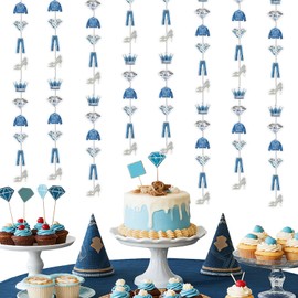 Cheerupp 8 Pcs Denim and Diamonds Party Decorations, Denim and Diamonds Hanging Garland Streamer, Denim Themed Hanging Cutout Ceiling Banner for Birthday Baby Shower Bachelorette Wedding Supplies