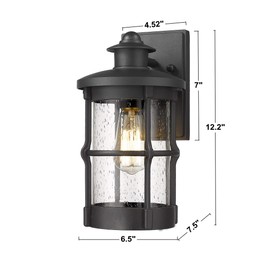 Rosient Outdoor Wall Sconces, Outdoor Wall Lights, Exterior Wall Mount Lighting, Outdoor Wall Light Fixture in Black Finish with Seeded Glass (Black-Wall Light, 2 Pack)