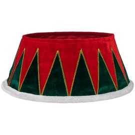 Northlight 25" Red and Green Drum with White Trim Christmas Tree Collar