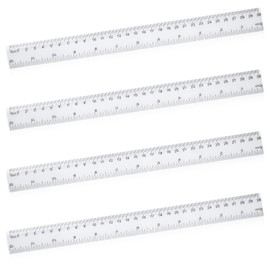 4 pcs Ruler 30cm, Plastic Clear Shatterproof Rulers