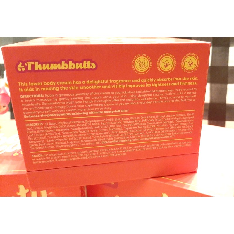 Thumbbutts BOOTY CREAM Orange Vanilla Scent 3.38 oz ~Tightening Firming