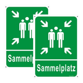 Collecting Point Sign, Aluminium, 20 x 30 cm, Collecting Point Sign with Pre-Drilled Hole for Easy Mounting