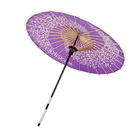 THY COLLECTIBLES Classic Art Asian Style 33" Paper Parasol Umbrella with Long Handle for Wedding Parties, Photography, Costumes, Decoration and Events - Leaves Print (Purple)
