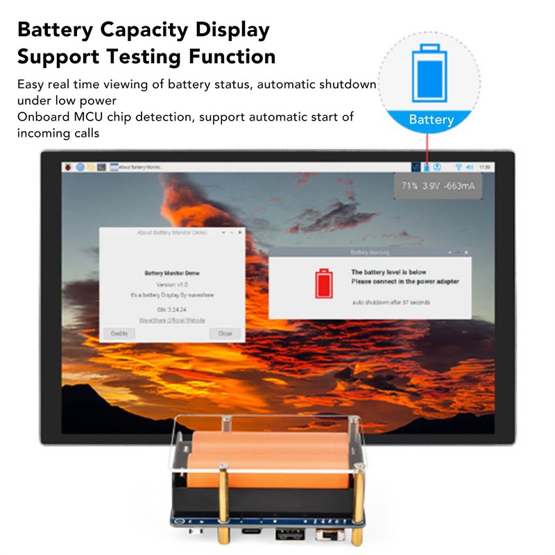 Power Supply UPS Module 5V Output Micro USB 21700/5000mAh I2C