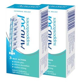 ANUS0L Haemorrhoids Piles Treatment | 24 Suppositories | 2 Pack, 48 Total