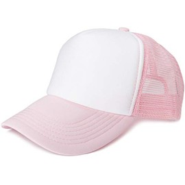 stylebreaker 04023007 5 Panel Mesh Trucker Baseball Cap Adjustable Unisex - Cap White / Baby Pink