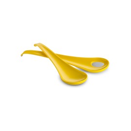 Omada Linea Sanaliving Salad Servers Design Set 27.5 cm with Integrated Antimicrobial Agents to Prevent Bacteria and Fungi. Ideal for Salad, Pasta. Yellow Colour