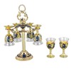 6Pcs Chinese Chalice Retro Style Zinc Alloy Glass Embossed Flower