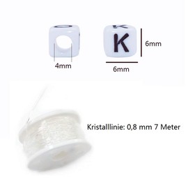 Lnvision 810 Pieces A to Z and Love Heart, White, Acrylic Cube Beads, Cube Alphabet Letter Spacer Beads, 6 x 6 mm Spacer Beads, Intermediate Beads Jewellery DIY Crafts (White)