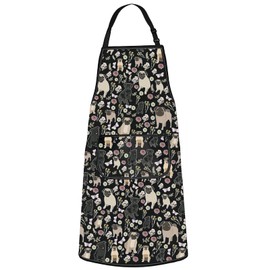 G2TUP Pug Aprons With Pockets Pug Owner Gifts Wrinkle Dog Gifts Pug Kitchen Apron For Mom Mopshond Kitchen Merch (Pug ap bl)