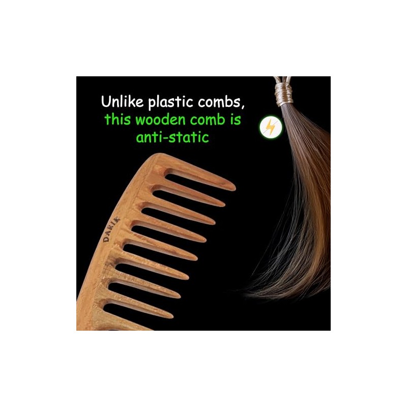Peine de madera de dientes anchos Cepillo Ancho de Madera