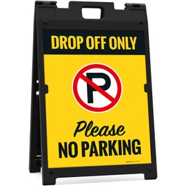 Sigo Signs Drop Off Only No Parking Please With Graphic Sidewalk Sign Kit, 18x24 Inches, With A Frame Stand, Made in USA