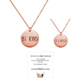 LIU JUN Be Kind Of A B Necklaces For Women, To Best Friends Sorority Sisters Inspirational Gold Coin Pendant With Engraved Message Stainless Steel Band Friendship Jewelry Gift (rose gold)