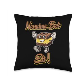 Nanaimo Bar Eh! - Funny Canadian Dessert Cartoon Throw Pillow