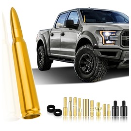 Car Bullet Antenna,Cool Radio Antenna Car Accessories Exterior,Ideal Truck Car Antenna Replacement Compatible with Ford F150 RAM 1500 GMC Heavy Duty Pickup Truck Accessories (Gold)