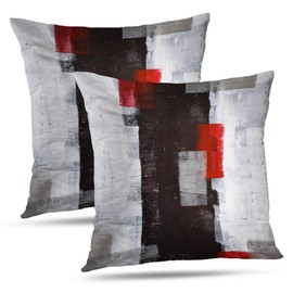 Alricc Red and Grey Pillow Cover, Modern Black White Decorative Throw Pillow Cushion Cover for Bedroom Sofa Living Room 20 x 20 Inch Set of 2
