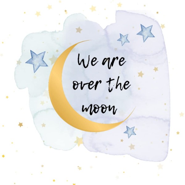 We Are Over The Moon: Baby Shower Guest Book Moon